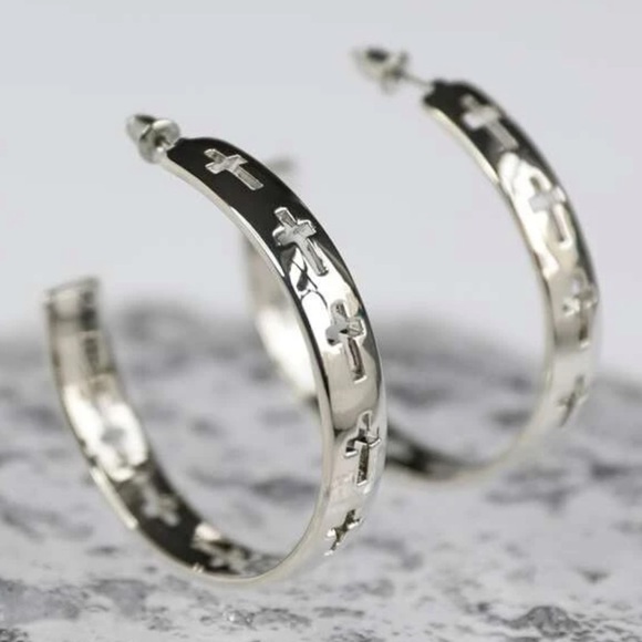 Cross Hoop Earrings - Picture 5 of 6